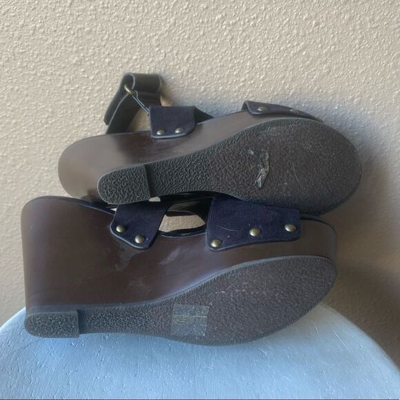 Black Platform Summer Heel with a Thick Suede Adjustable Strap *NEW* - Picture 7 of 10